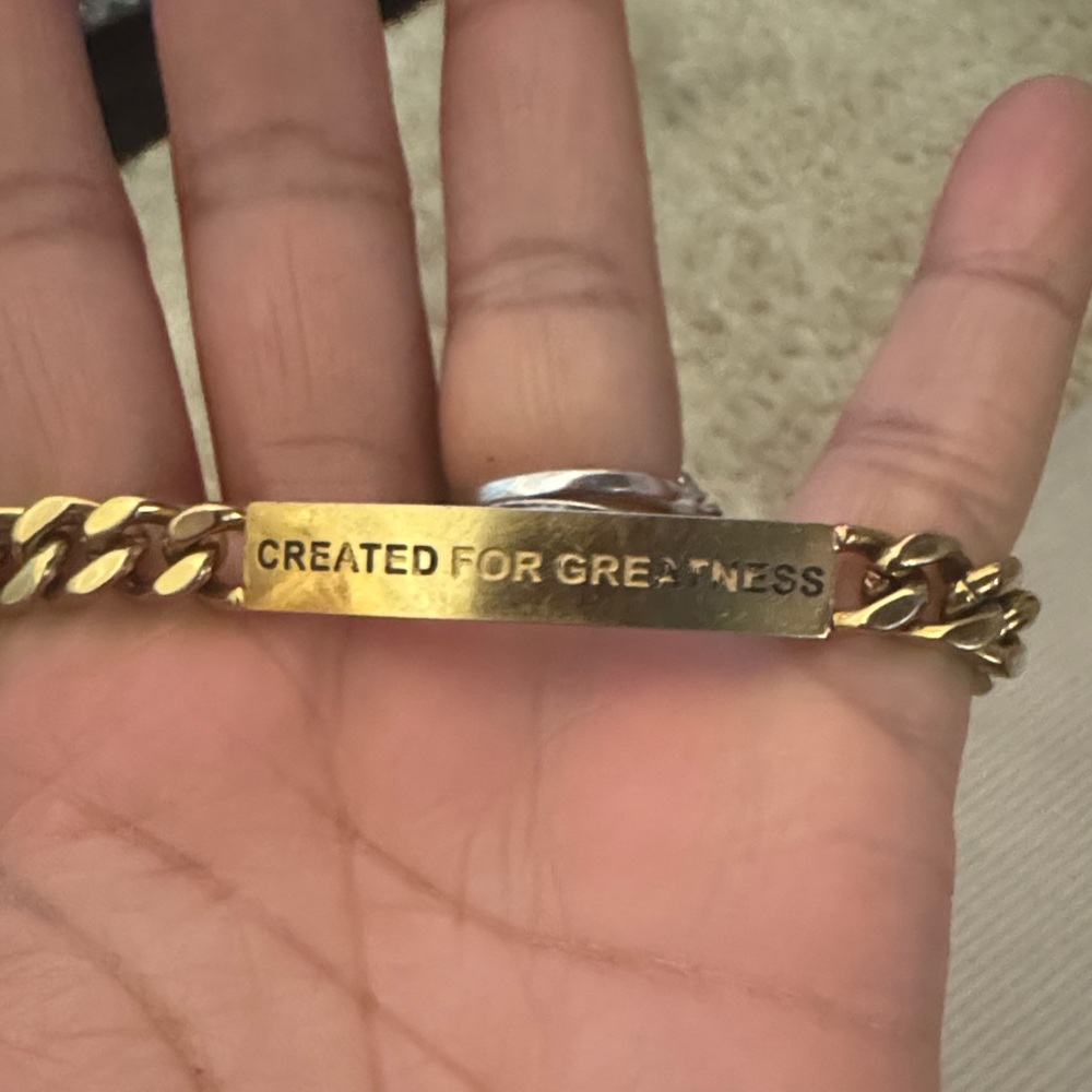 Gold unisex Bracelet with Inspirational Message